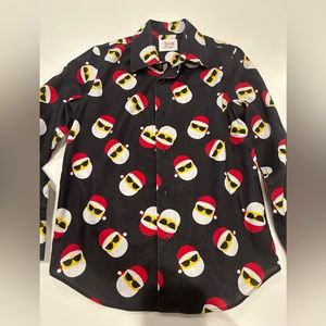Boys 6/7 Santa Button Down Shirt